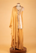 Mustard Yellow Embellished Ethnic Gown with Ruffle Dupatta