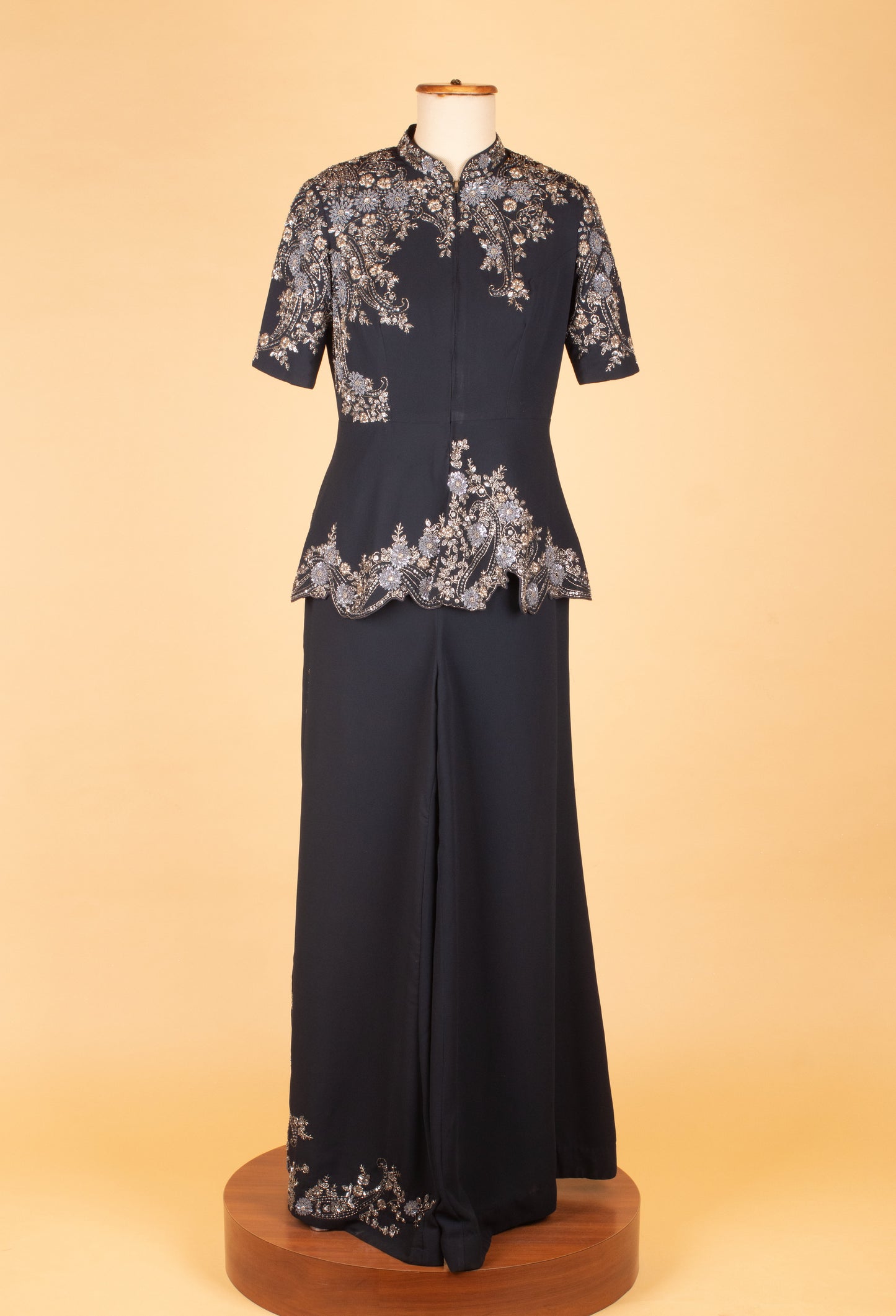 Black Embroidered Straight Cut Top Palazzo Set