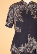 Black Embroidered Straight Cut Top Palazzo Set