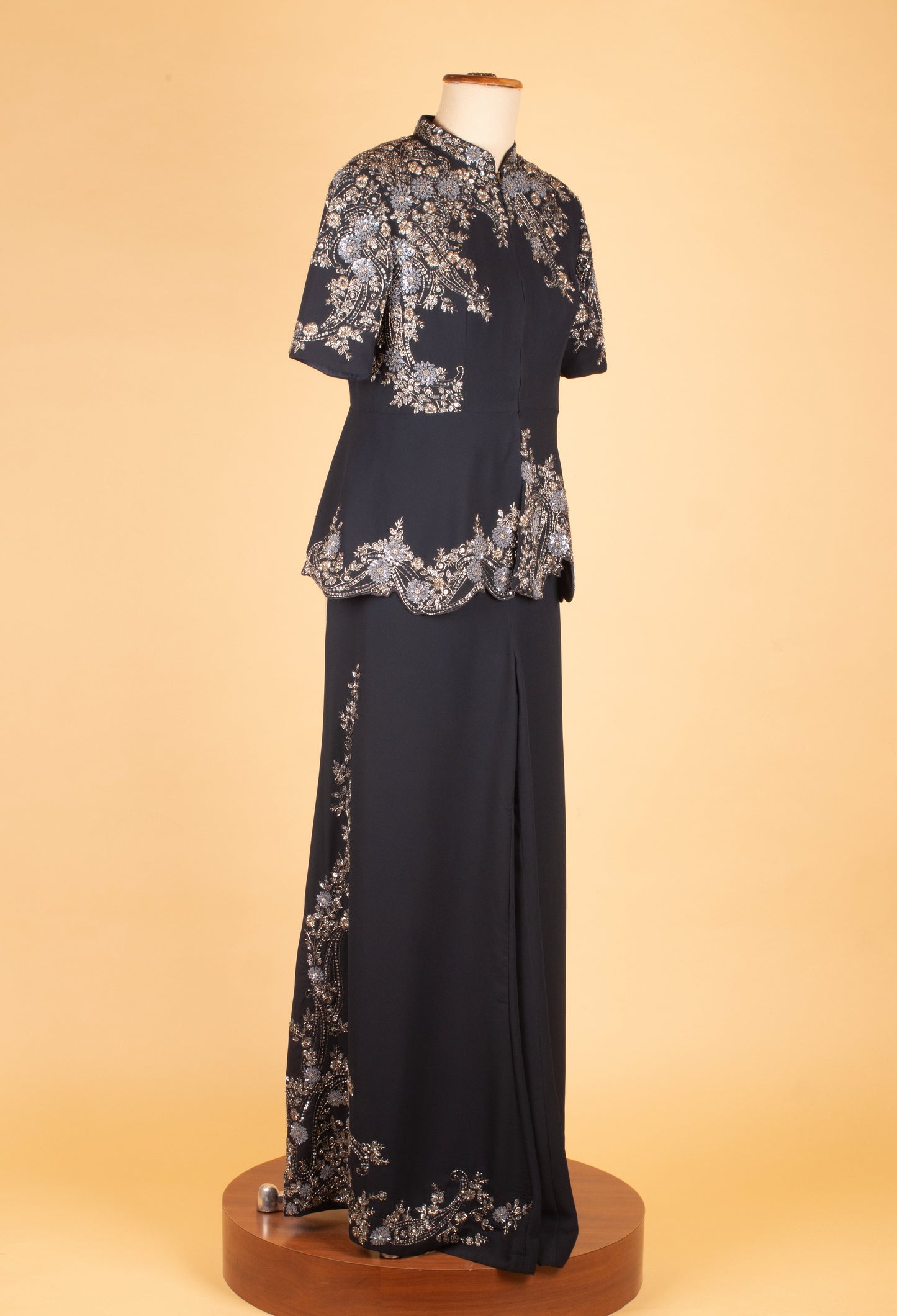 Black Embroidered Straight Cut Top Palazzo Set