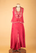 Rani Pink Embroidered Crop Top Palazzo Set