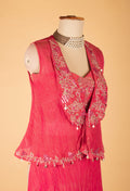 Rani Pink Embroidered Crop Top Palazzo Set