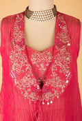 Rani Pink Embroidered Crop Top Palazzo Set