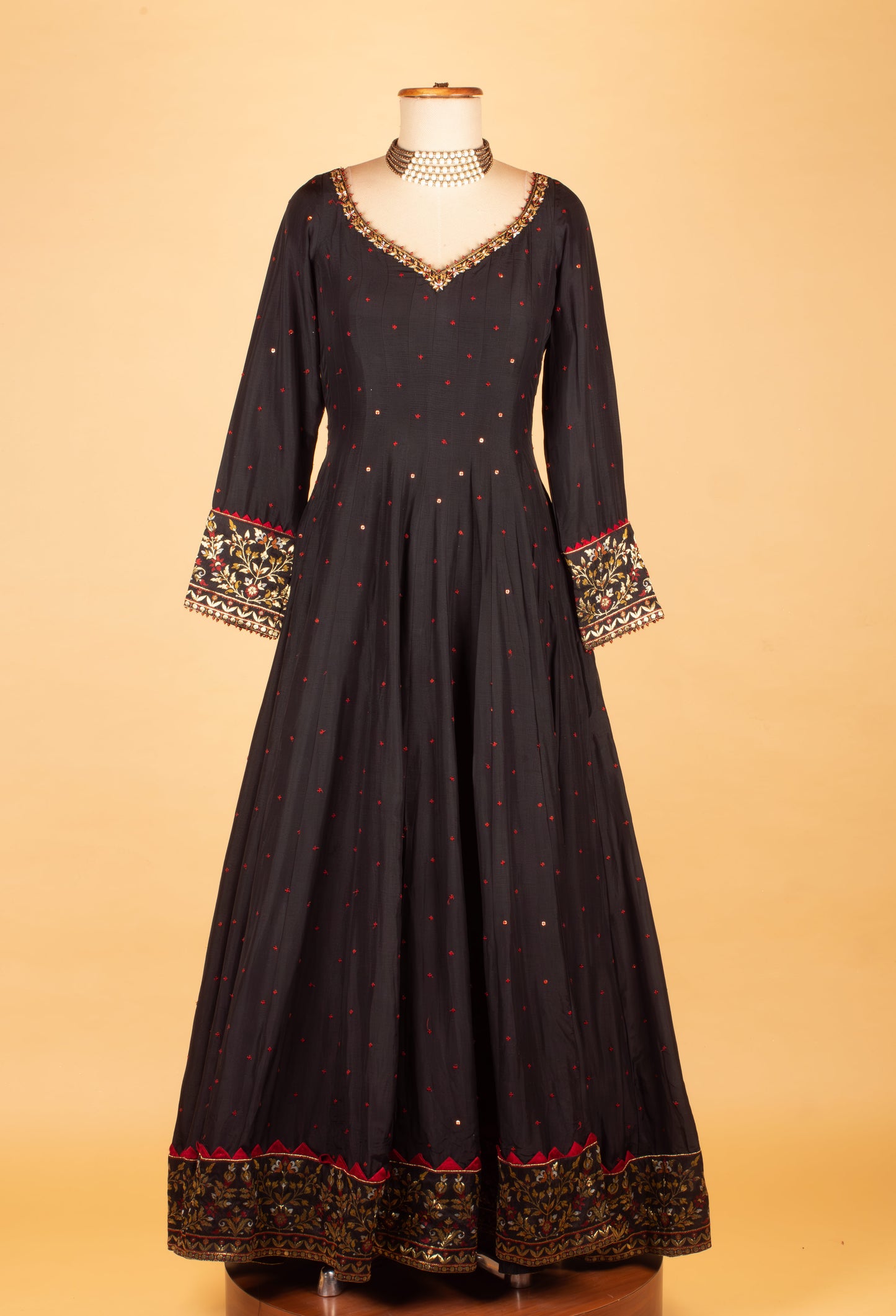 Black Printed Ethnic Gown with Traditional Dupatta