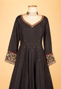 Black Printed Ethnic Gown with Traditional Dupatta
