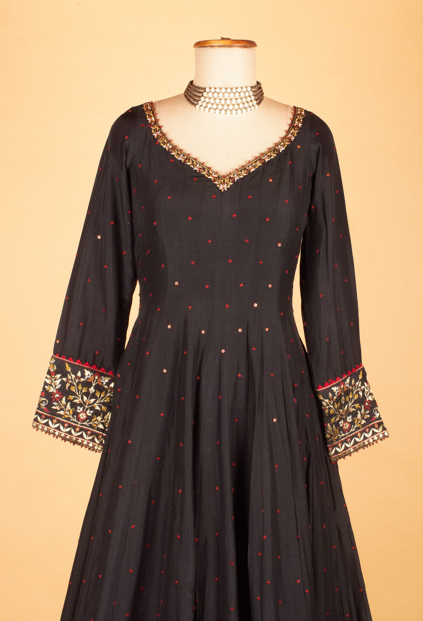Black Printed Ethnic Gown with Traditional Dupatta