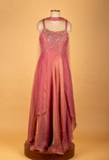 Dusty Rose Embellished Flared Ethnic Gown