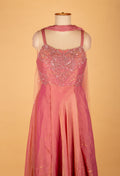 Dusty Rose Embellished Flared Ethnic Gown