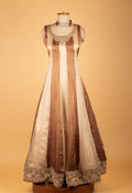 Ivory & Brown Ombre Embroidered Ethnic Gown with Dupattaa