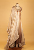Ivory & Brown Ombre Embroidered Ethnic Gown with Dupattaa