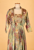Multicolor Printed Flared Ethnic Gown with Jacket