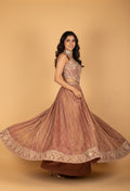 Dusty Rose Embroidered Crop Top Lehenga Set with Dupatta