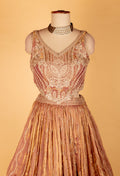 Dusty Rose Embroidered Crop Top Lehenga Set with Dupatta
