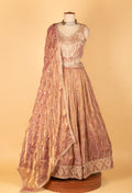 Dusty Rose Embroidered Crop Top Lehenga Set with Dupatta