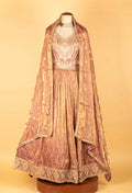 Dusty Rose Embroidered Crop Top Lehenga Set with Dupatta