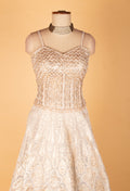 Ivory Gold Embellished Sleeveless Gown
