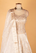 Ivory Gold Embellished Sleeveless Gown