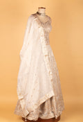 Ivory Gold Embellished Sleeveless Gown