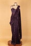 Luxury Wine Purple Sequin Saree with Designer Embellished Blouse