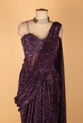 Luxury Wine Purple Sequin Saree with Designer Embellished Blouse