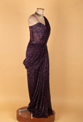Luxury Wine Purple Sequin Saree with Designer Embellished Blouse