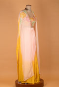 Pastel Floral Embroidered Crop Top Palazzo Set with Cape Dupatta