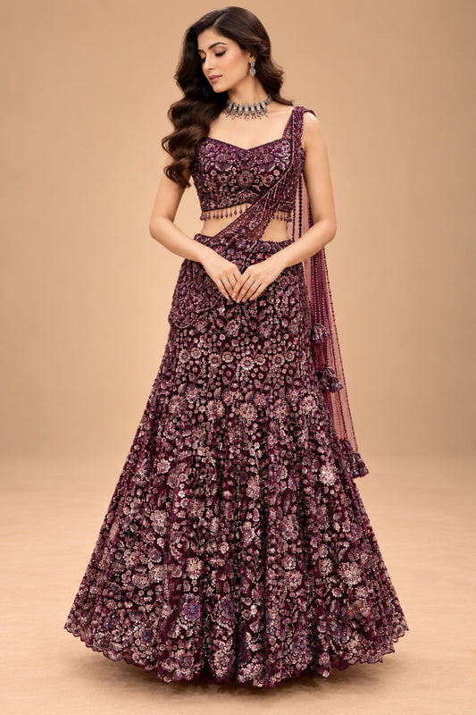 Wine Purple lehenga choli for women – product view 1