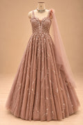 Dusty Rose Pink designer gown for women – product view 5
