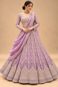 Luxury Lavender Lehenga with Shimmering Sequin Embroidery and Geometric Mirror-Style Work