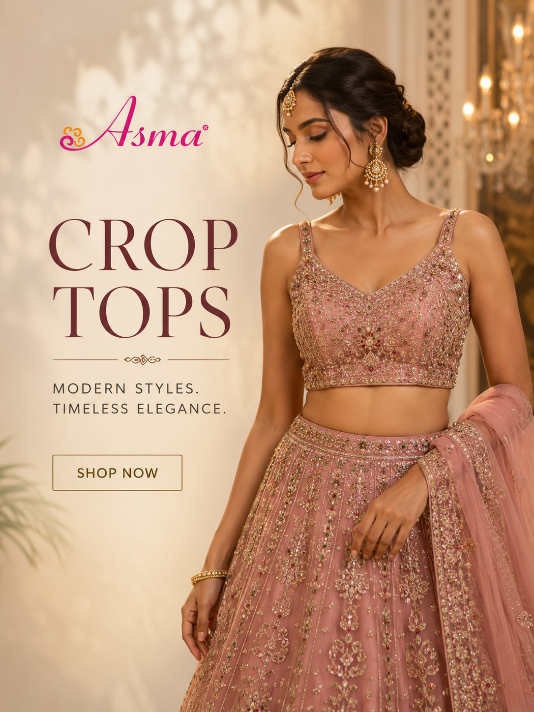 ASMA crop tops category banner for wedding and occasion wear in Bangalore