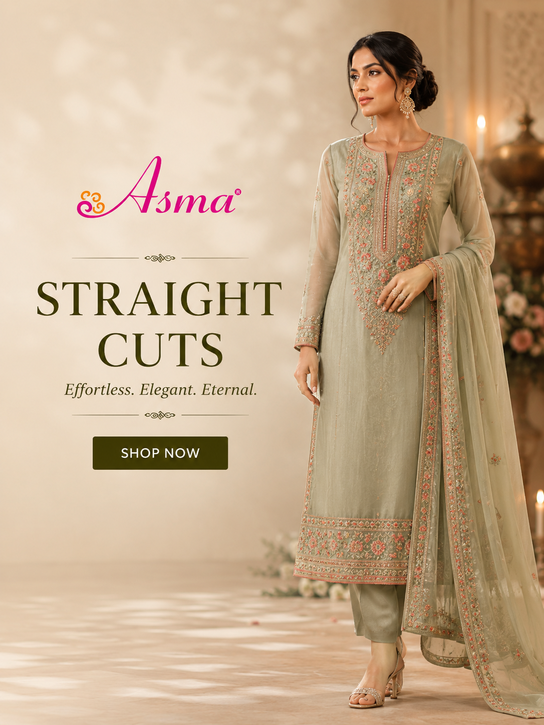 ASMA straight cuts category banner for festive and occasion wear in Bangalore